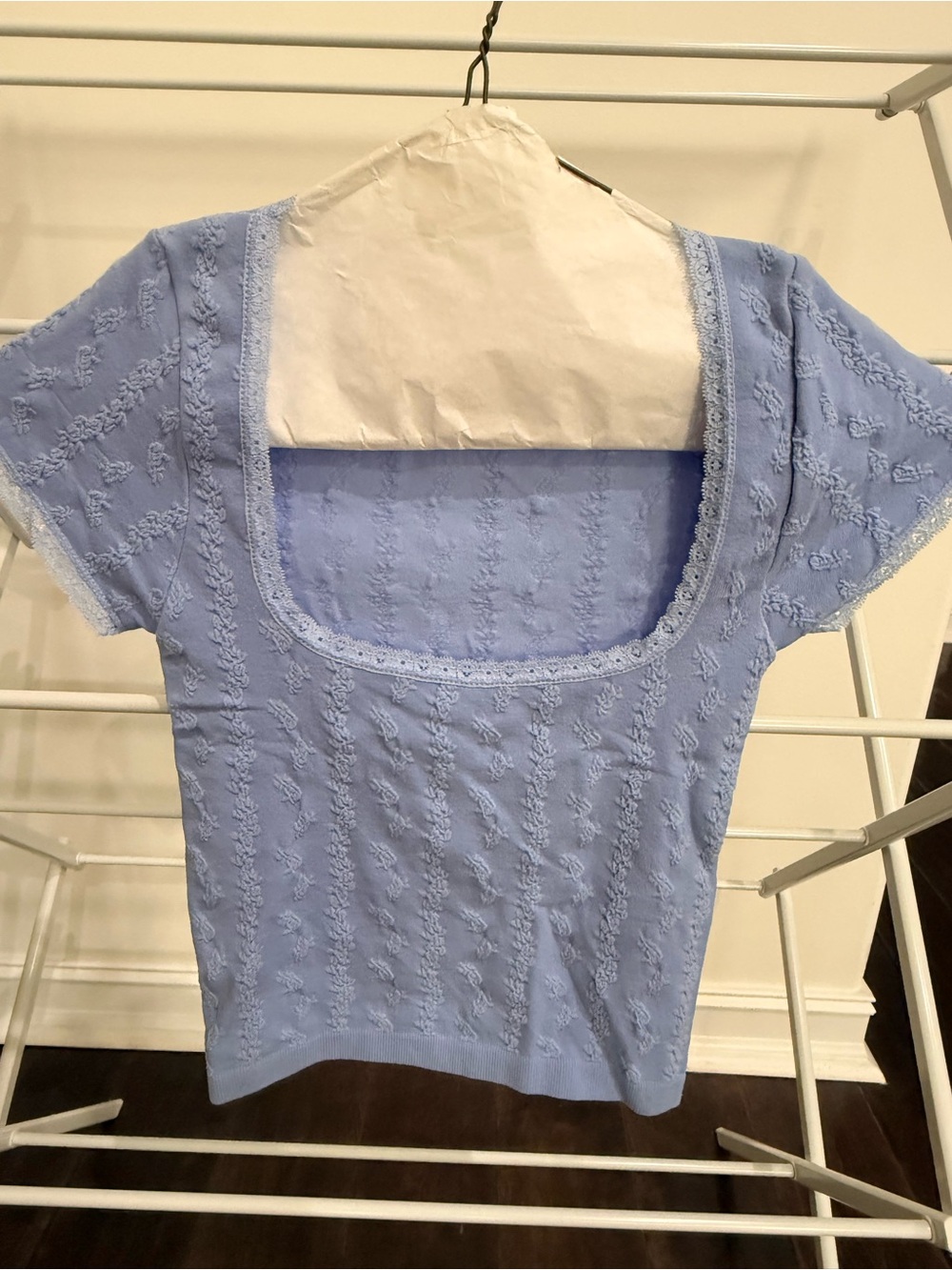 Altar’d State Light Blue Embroidered Square Neck Women's Top - Size S